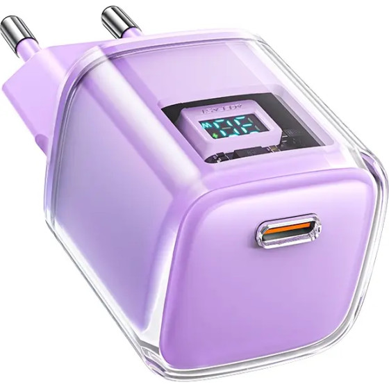 Acefast A53 PD 30W GaN USB-C charger with display - purple - (A53-purple)