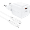 Acefast A73 Mini PD 20W GaN wall charger + USB-C cable - white - (A73_W)