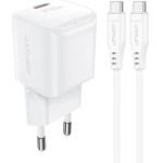 Acefast A77 Mini PD 30W GaN wall charger + USB-C cable - white - (A77_W)
