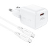 Acefast A77 Mini PD 30W GaN wall charger + USB-C cable - white - (A77_W)