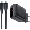 Acefast A82 Network Charger GaN USB-C PD 20W - Black + USB-C / USB-C Cable - (A82_SET)