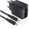 Acefast A82 Network Charger GaN USB-C PD 20W - Black + USB-C / USB-C Cable - (A82_SET)
