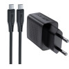 Acefast A82 Network Charger GaN USB-C PD 20W - Black + USB-C / USB-C Cable - (A82_SET)
