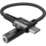 Acefast audio cable USB Type C - 3.5mm mini jack (female) 18cm, DAC, AUX black (C1-07 black) - (C1-07-C-3,5mm black)