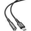 Acefast audio cable USB Type C - 3.5mm mini jack (female) 18cm, DAC, AUX black (C1-07 black) - (C1-07-C-3,5mm black)
