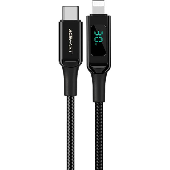 Acefast cable MFI USB Type C - Lightning 1.2m, 30W, 3A black (C6-01 Black) - (C6-01-C-L black)