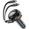 Acefast car charger 53W USB-A / 2 USB-C retractable cables - black - (B13)