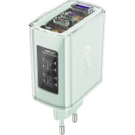 Acefast charger GaN 65W 3 ports (1xUSB, 2xUSB C) green (A45) - (A45-mist)