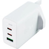 Acefast charger GaN 65W 3 ports (1xUSB, 2xUSB C PD) UK plug white (A44) - (A44-white)