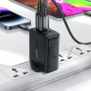 Acefast charger GaN 65W 3 ports (1xUSB, 2xUSB C PD) UK plug black (A44) - (A44-black)