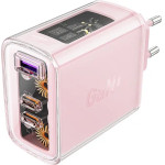 Acefast charger GaN 65W 3 ports (1xUSB, 2xUSB C) pink (A45) - (A45-cherry)
