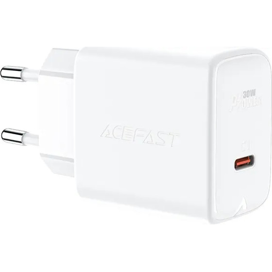 Acefast charger GaN USB Type C 30W, PD, QC 3.0, AFC, FCP white - (A21 white)