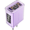 Acefast charger GaN 65W 3 ports (1xUSB, 2xUSB C) purple (A45) - (A45-purple)