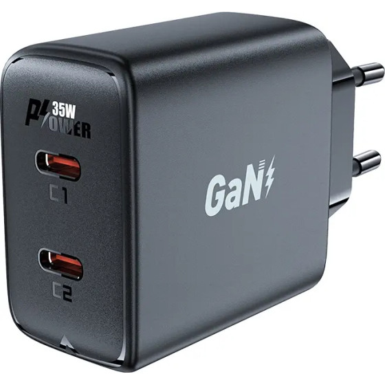 Acefast Fast charger GaN 35W PD 2x USB C - black - (A49)