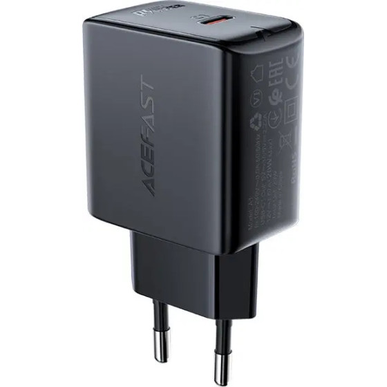 Acefast fast USB Type C 20W Power Delivery charger black (A1 EU black) - (A1 black)