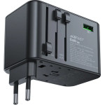 Acefast GaN 75W PD travel charger adapter 3x USB-C 2x USB-A - black - (Z1)