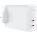 Acefast GaN charger (UK plug) 2x USB Type C 50W, Power Delivery, PPS, Q3 3.0, AFC, FCP (A32 UK) - (A32 white)