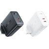 Acefast GaN charger (UK plug) 2x USB Type C 50W, Power Delivery, PPS, Q3 3.0, AFC, FCP black (A32 UK) - (A32 black)