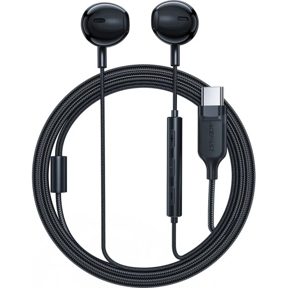 Acefast in-ear headphones with USB-C connector, microphone and remote control 1.2 m - black - (L2)