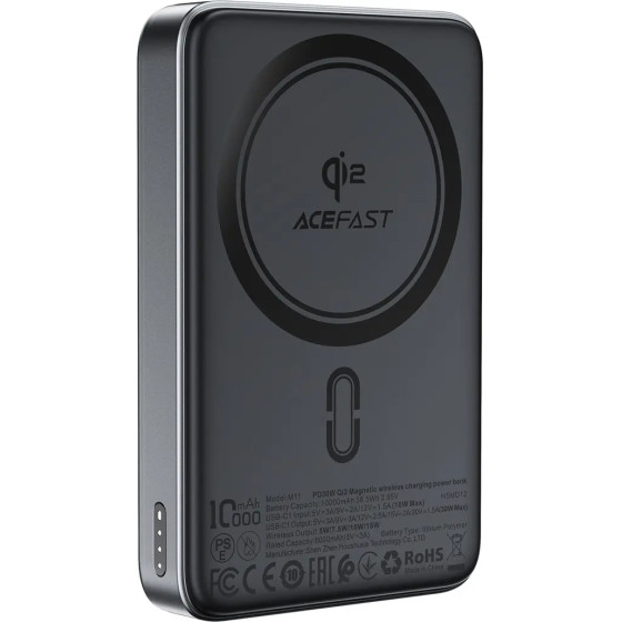 Acefast M11-10000 30W Qi2 Magnetic Power Bank with MagSafe - Black - (M11)