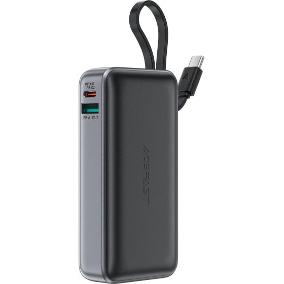 Acefast M7-10000 PD30W Powerbank with Built-in Cable - Black - (M7)