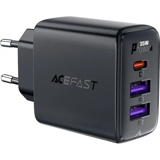 Acefast PD 35W GaN charger 2 x USB-A + USB-C with 3 ports - black - (A57)