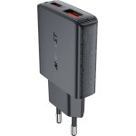 Acefast PD 30W GaN USB-A USB-C ultra slim wall charger - black - (A69)