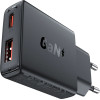 Acefast PD 30W GaN USB-A USB-C ultra slim wall charger - black - (A69)