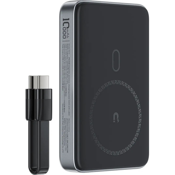 Acefast Powerbank Magnetic 2x USB-C PD 30W with 15W Inductive Charging and USB-C Cable - Black - (M10)