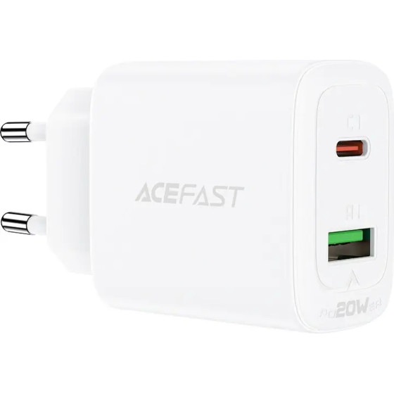 Acefast wall charger USB Type C / USB 20W, PPS, PD, QC 3.0, AFC, FCP white - (A25 white)