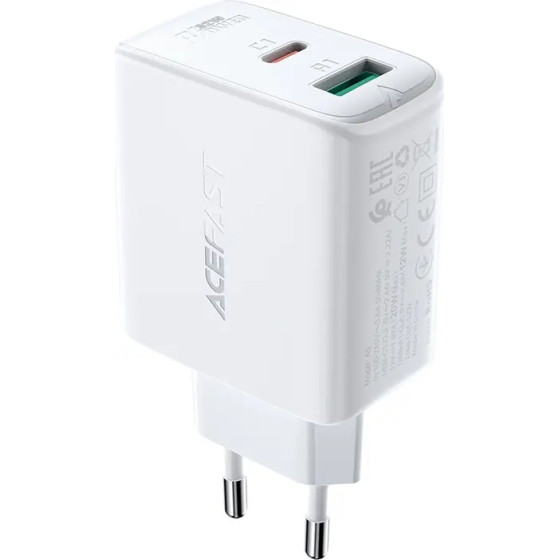 Acefast wall charger USB Type C / USB 32W, PPS, PD, QC 3.0, AFC, FCP white - (A5 white)