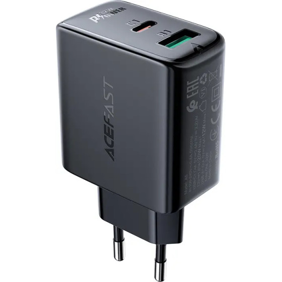 Acefast wall charger USB Type C / USB 32W, PPS, PD, QC 3.0, AFC, FCP black - (A5 black)