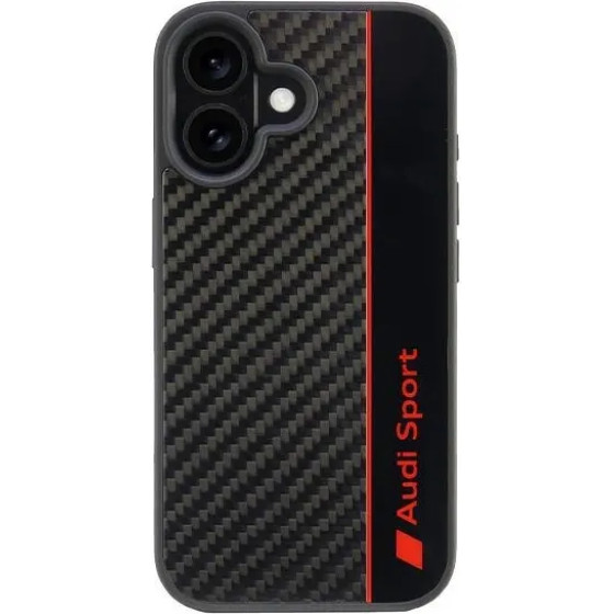 Audi Carbon Fiber Stripe Case for iPhone 16 6.1 - Black - (AUDI000191-0)