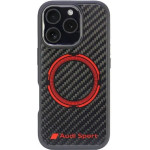 Audi Carbon Fiber Sport Red Circle MagSafe Case for iPhone 16 Pro 6.3 - Black - (AUDI000197-0)