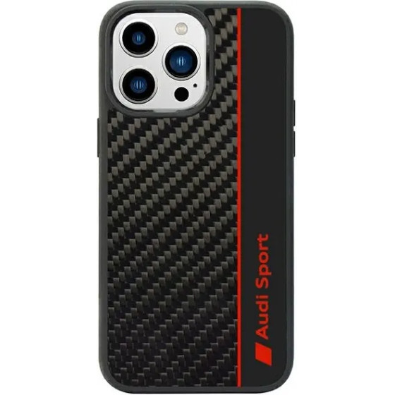 Audi Carbon Fiber Stripe iPhone 14 Pro 6.1 black/black hardcase AUS-TPUPCIP14P-R8/D1-BK - (AUDI000009-0)