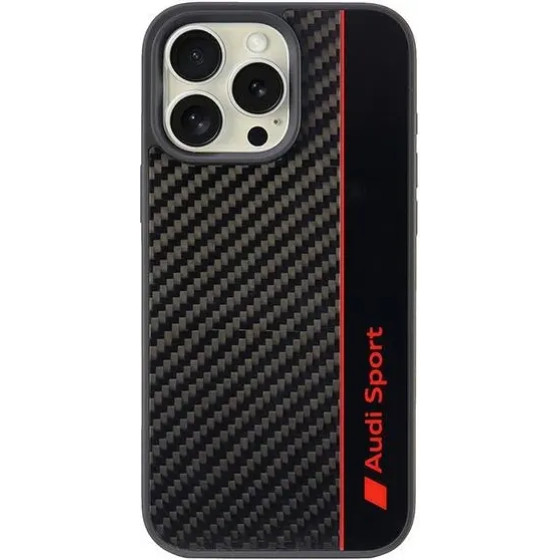 Audi Carbon Fiber Stripe iPhone 16 Pro Max 6.9 black hardcase AUS-TPUPCIP16PM-R8/D1-BK - (AUDI000193-0)