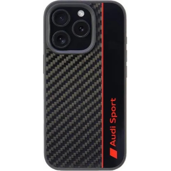 Audi Carbon Fiber Stripe iPhone 16 Pro 6.3 black/black hardcase AUS-TPUPCIP16P-R8/D1-BK - (AUDI000192-0)
