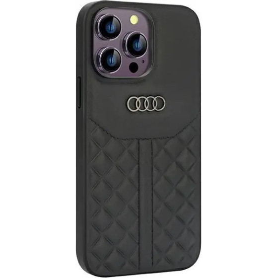 Audi Genuine Leather case for iPhone 14 Pro Max 6.7 - black AU-TPUPCIP14PM-Q8/D1-BK - (AUDI000031-0)