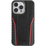 Audi Genuine Leather case with MagSafe for iPhone 14 Pro Max - black and red - (AUDI000129-0)