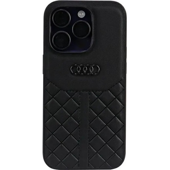 Audi Genuine Leather iPhone 14 Pro 6.1 black/black hardcase AU-TPUPPCIP14P-Q8/D1-BK - (AUDI000030-0)