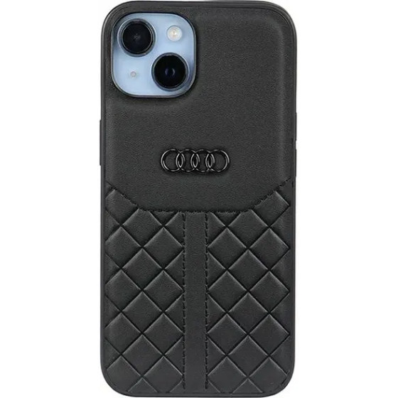 Audi Genuine Leather iPhone 14 6.1 black/black hardcase AU-TPUPPCIP14-Q8/D1-BK - (AUDI000029-0)