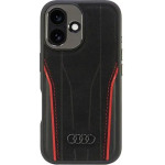 Audi Genuine Leather MagSafe iPhone 16 6.1 black-red hardcase AU-TPUPCMIP16-R8/D3-RD - (AUDI000188-0)