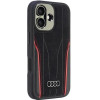 Audi Genuine Leather MagSafe iPhone 16 6.1 black-red hardcase AU-TPUPCMIP16-R8/D3-RD - (AUDI000188-0)