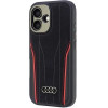 Audi Genuine Leather MagSafe iPhone 16 6.1 black-red hardcase AU-TPUPCMIP16-R8/D3-RD - (AUDI000188-0)