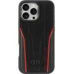 Audi Genuine Leather MagSafe iPhone 16 Pro Max 6.9 black-red hardcase AU-TPUPCMIP16PM-R8/D3-RD - (AUDI000190-0)