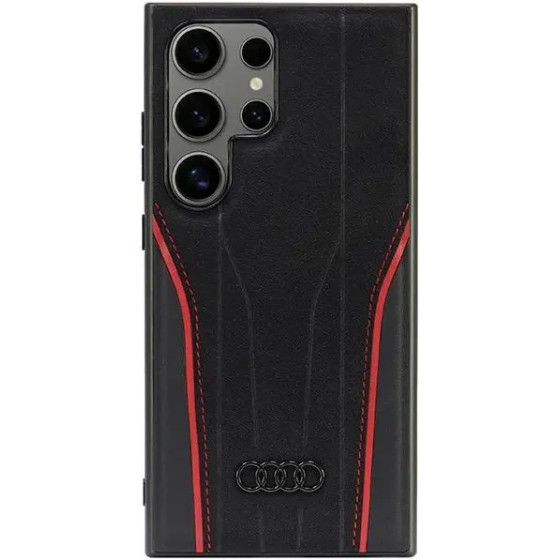 Audi Genuine Leather MagSafe S24 Ultra S928 black-red hardcase AU-TPUPCS24U-R8/D3-RD - (AUDI000151-0)