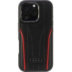 Audi Genuine Leather MagSafe iPhone 16 Pro 6.3 black-red hardcase AU-TPUPCMIP16P-R8/D3-RD - (AUDI000189-0)