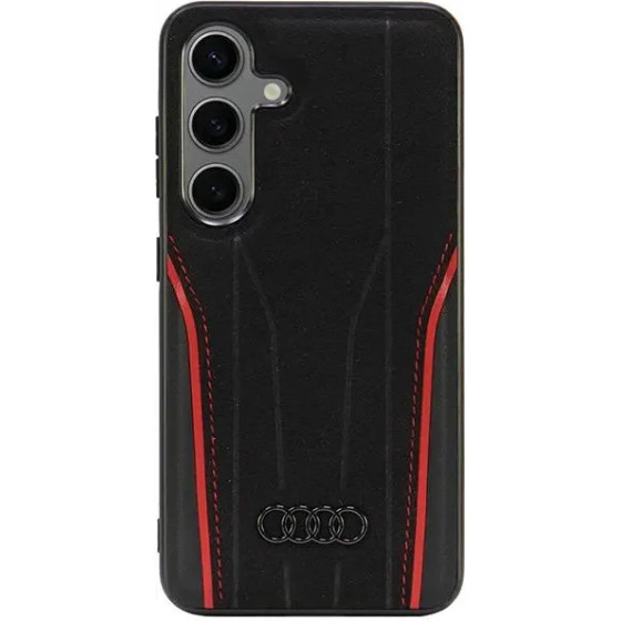 Audi Genuine Leather MagSafe S24 S921 black-red hardcase AU-TPUPCS24-R8/D3-RD - (AUDI000150-0)