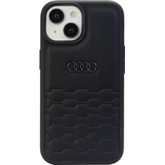 Audi GT Synthetic Leather case for iPhone 15 Plus - black - (AUDI000040-0)