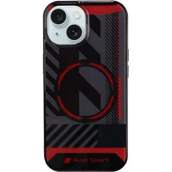 Audi IML Sport MagSafe Case iPhone 15 / 14 / 13 6.1 black/black hardcase AU-IMLMIP15-RSQ/D2-BK - (AUDI000099-0)